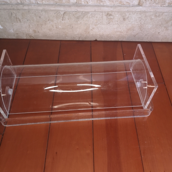 Clear Acrylic Bagel 5" x 12" Cradle / Biscuits Stand Serving Tray With Handle - Picture 4 of 8